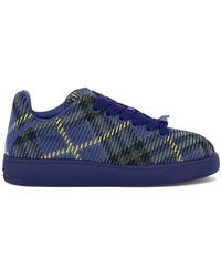 Burberry - Checked Knitted Sneakers - Lyst