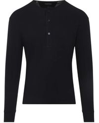Tom Ford - Henley Cotton Stretch Ribbed Long Sleeved T-Shirt - Lyst
