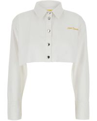 ICON DENIM - 'Amber' Crop Shirt With Logo Lettering On The Front - Lyst