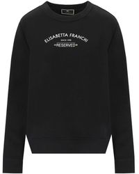 Elisabetta Franchi - Black Sweatshirt With Logo - Lyst