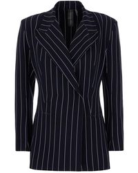 Norma Kamali - Pinstriped Double-Breasted Jacket - Lyst