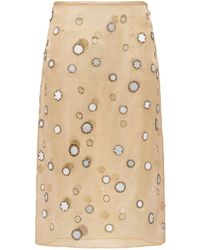Prada - Organza Skirt And Embroidery - Lyst