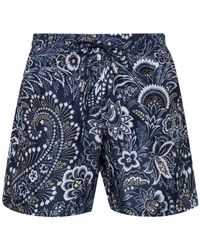 Etro - Blue Paisley Print Swimwear - Lyst