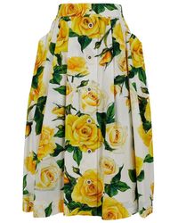 Dolce & Gabbana - Midi Skirt With All-Over Flower Print - Lyst