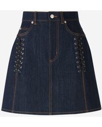 Alexander McQueen - Lace Denim Mini Skirt - Lyst