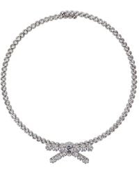 YVMIN X SHUSHU TONG - Metallic Chocker Necklace With All-over Gemstone Embellishments And Bow Detail In Brass Blend Woman - Lyst