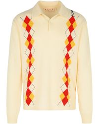 Marni - Ivory Virgin Wool Polo Shirt - Lyst