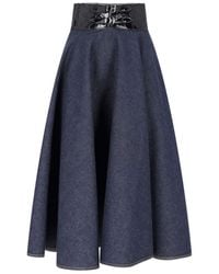 Alaïa - Denim Long Skirt - Lyst