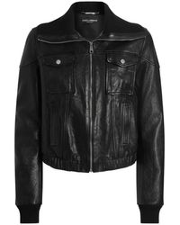 Dolce & Gabbana - Leather Bomber Jacket - Lyst