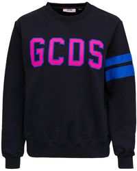 Gcds Cotton Sweatshirt With Contrasting Logo Print - Black