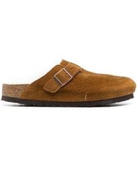 Birkenstock - Boston Suede Mule With Fur Lining Shoes - Lyst