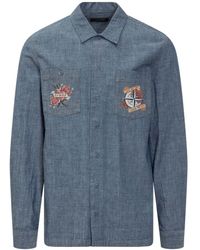 The Seafarer - Denim Shirt With Prints - Lyst