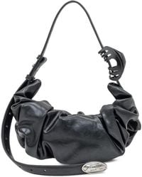 DIESEL - Draped Shoulder Bag With Metallic Logo - Lyst