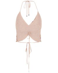 Blumarine - Butterfly Cropped Top With Rhinestones - Lyst