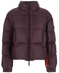 AFTER LABEL - Bordeaux Down Jacket With Logo Patch On The Sleeve - Lyst