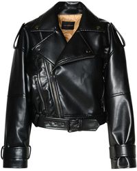 ANDAMANE - 'nova' Biker Jacket In Black Imitation Leather - Lyst