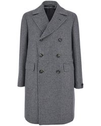 Tagliatore - 'Londra' Oversized Double-Breasted Coat With All-Over Stripes Motif - Lyst