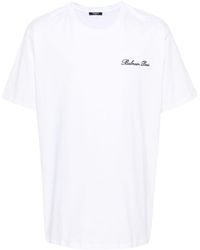 Balmain - Cotton T-shirt With Embroidered Cursive Front Logo - Lyst
