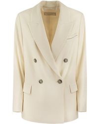 Peserico - Viscose Blend Double-breasted Blazer - Lyst