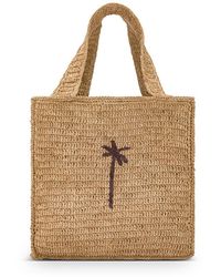 Manebí - Woven Straw Shopping Bag With Palm Embroidery - Lyst