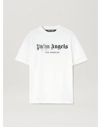 Palm Angels Logo-print Rhinestone-embellished Relaxed-fit Cotton T-shirt - White