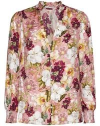 Alice + Olivia - Reilly Floral-print Satin Blouse - Lyst