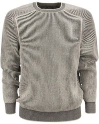 Sease Dinghy - Ribbed Cashmere Reversible Crew Neck Jumper - White