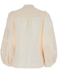 Zimmermann - Blouse With Embroidery And Puffed Sleeves - Lyst