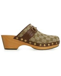 Gucci - GG Canvas & Leather Clog - Lyst