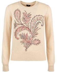Etro - Wool And Cashmere Sweater With Embroidery - Lyst