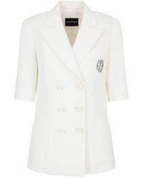Emporio Armani - Cotton Tweed Blazer Jacket - Lyst