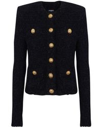 Balmain - Buttoned Tweed Short Jacket - Lyst