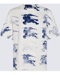 Burberry - White And Blue T-shirt - Lyst