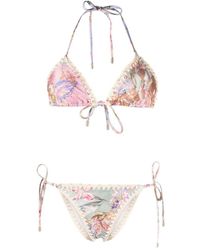 Zimmermann Cira Spliced Crochet Bikini - Pink