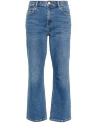 Tory Burch - Cropped Flared Denim Jeans - Lyst