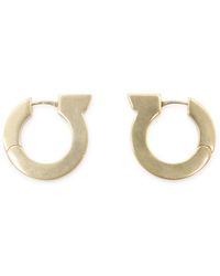 Ferragamo - Gold Metal Logo Earrings - Lyst