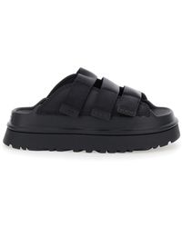 UGG - 'golden Glow' Black Sandals With Round Open Toe In Tech Fabric Woman - Lyst