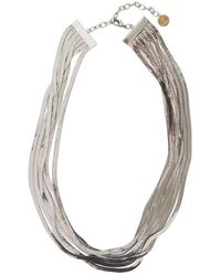 Silvia Gnecchi - 'Imperial Long' -Colored Necklace With Adjustable Clasp And Metallic Pendant With Logo - Lyst