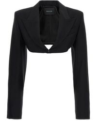 Mugler - Cropped Jacket With Padded Shoulders Jackets - Lyst