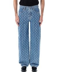 Marine Serre - Moon Laser Blue Baggy Denim Jeans - Lyst