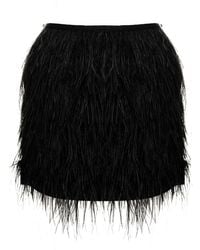 Twinset Black Mini Skirt With Feathers Twin Set Woman