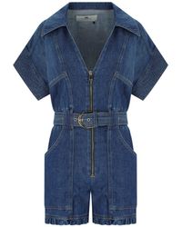 Elisabetta Franchi - Denim Short Jumpsuit - Lyst