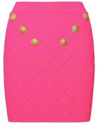 Balmain - Buttoned Knitted Mini Skirt - Lyst