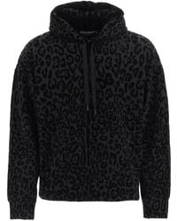 Dolce & Gabbana Flocked Leopard Hoodie - Black