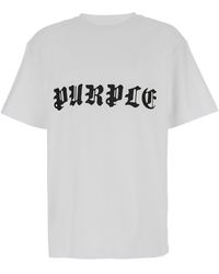 Purple Brand - T-Shirt With Gothic Logo Lettering Print - Lyst