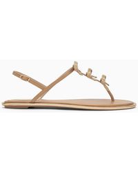 Rene Caovilla - Golden Sandal With Bows - Lyst
