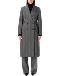 Ferragamo - Oversized Double-Breasted Chevron Wool Coat - Lyst