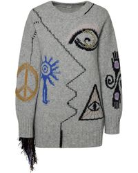 Stella McCartney - Artwork Sweater In Grey Alpaca Blend - Lyst