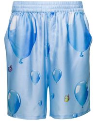 3.PARADIS - Light-blue Shorts With Balloon Print All-over In Polyester Man - Lyst