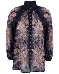 Zimmermann - 'Rhiannon Billow' Blouse With High Neck And All-Over Paisley Print - Lyst